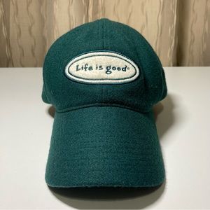 Life Is Good Dark Green Wool Blend Logo Jake Men’s Hat Adjustable